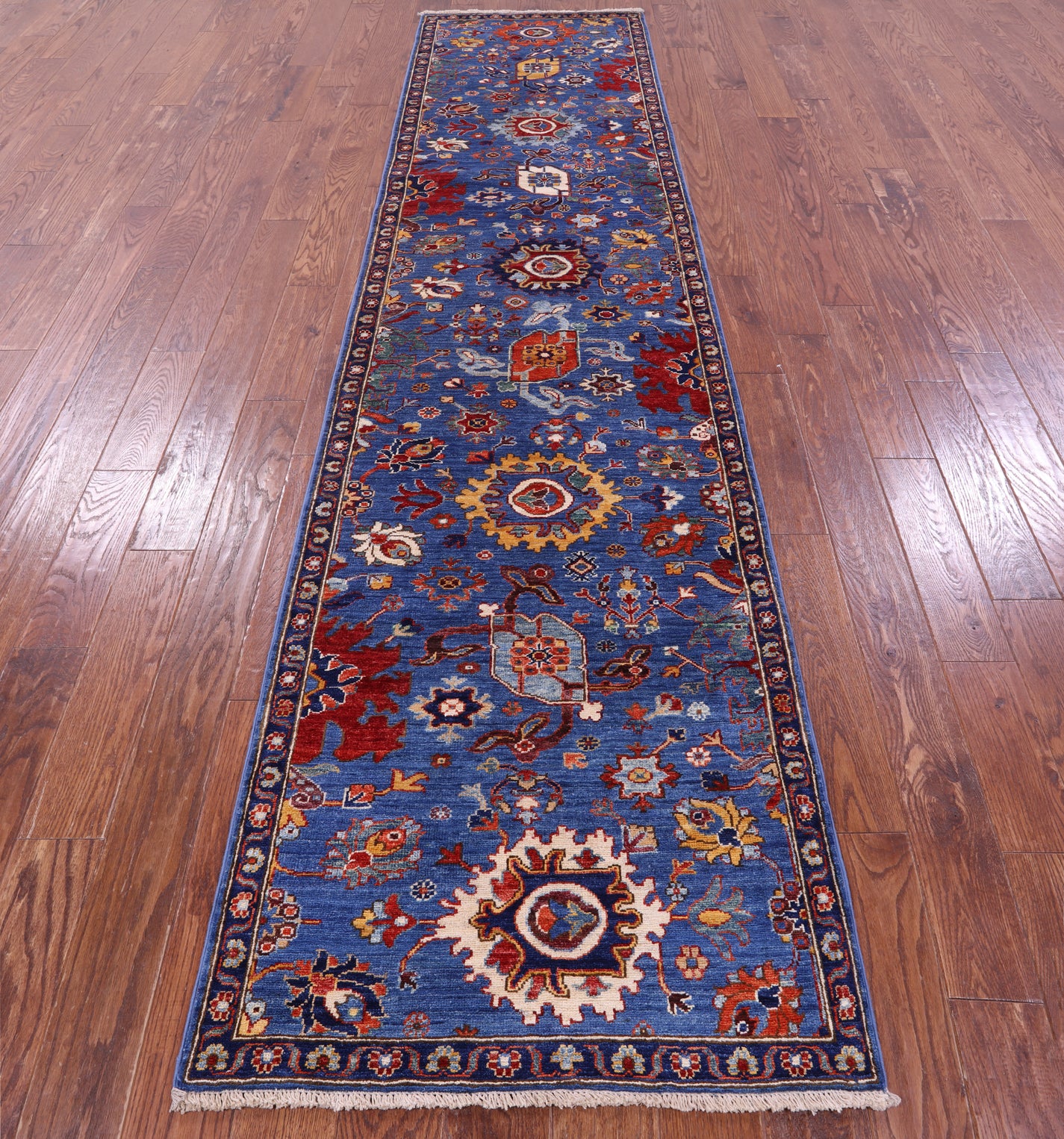 Persian Fine Serapi Hand Knotted Wool Runner Rug - 2' 9" X 11' 8" - Golden Nile
