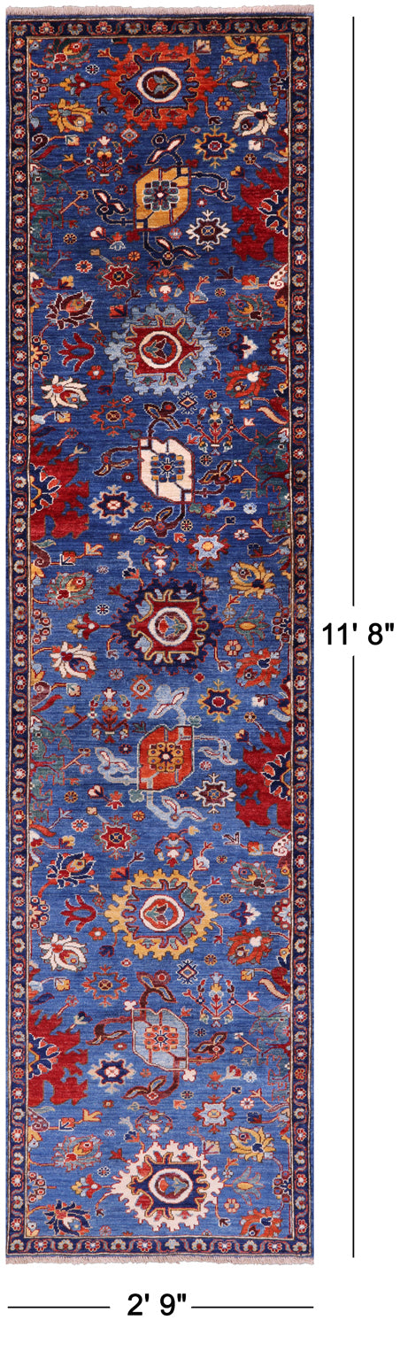 Persian Fine Serapi Hand Knotted Wool Runner Rug - 2' 9" X 11' 8" - Golden Nile