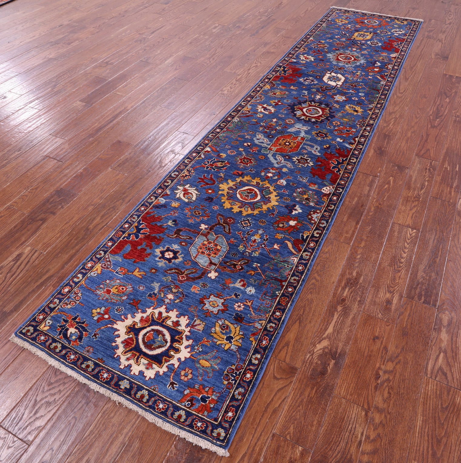 Persian Fine Serapi Hand Knotted Wool Runner Rug - 2' 9" X 11' 8" - Golden Nile