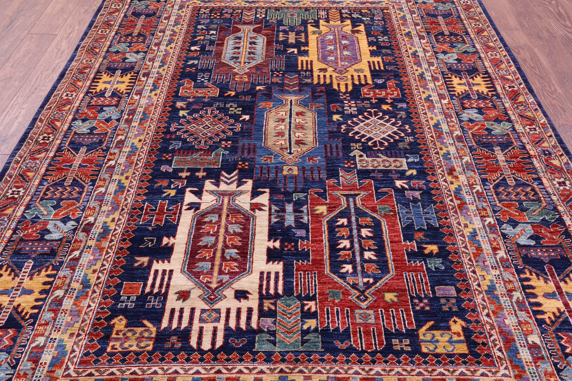 Persian Fine Serapi Hand Knotted Wool Rug - 6' 0" X 9' 0" - Golden Nile