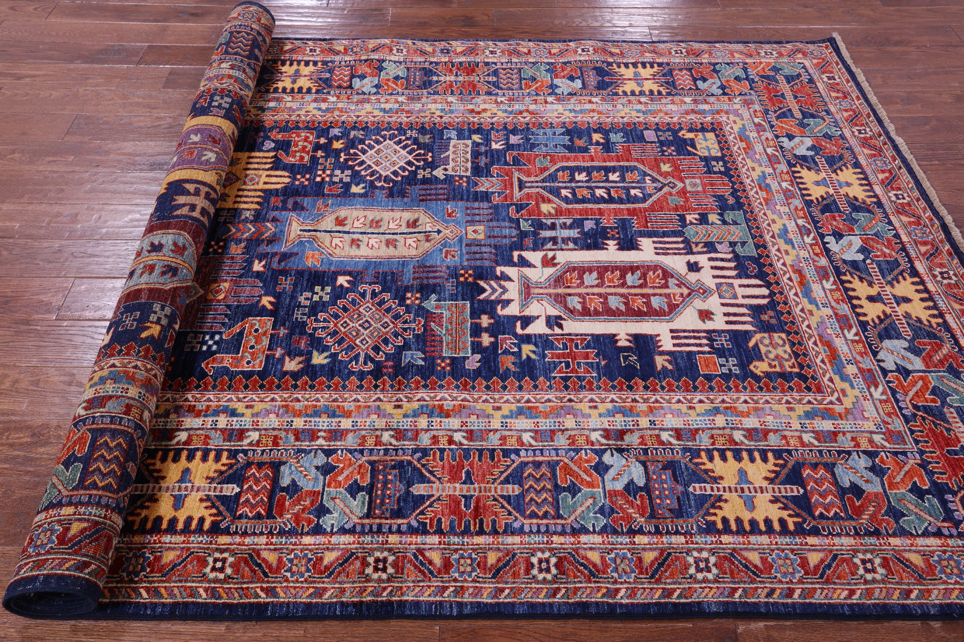 Persian Fine Serapi Hand Knotted Wool Rug - 6' 0" X 9' 0" - Golden Nile