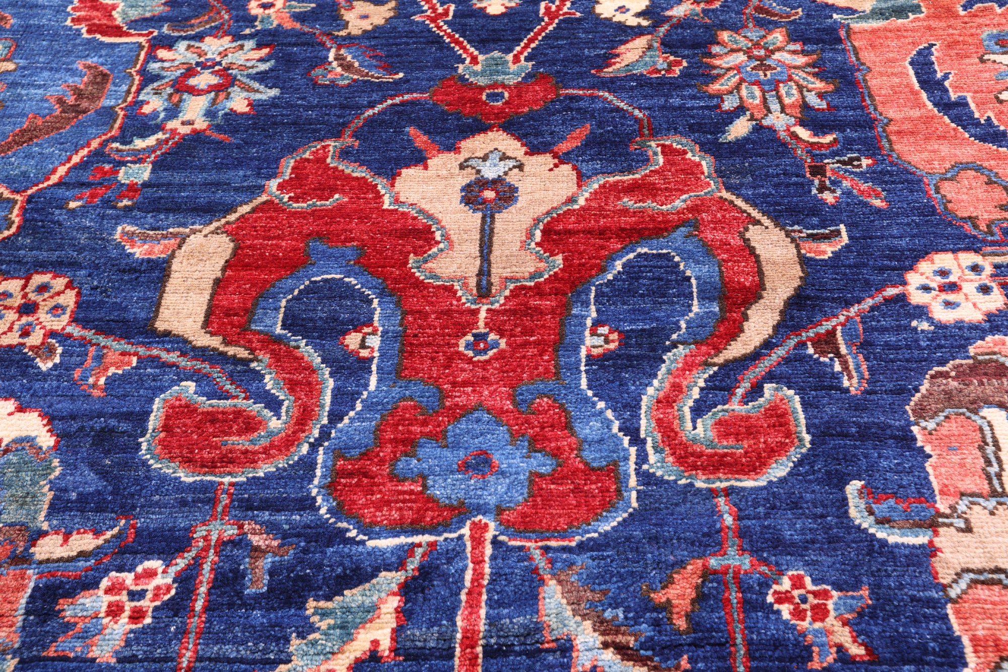 Blue Persian Fine Serapi Handmade Wool Rug - 11' 1" X 16' 6" - Golden Nile