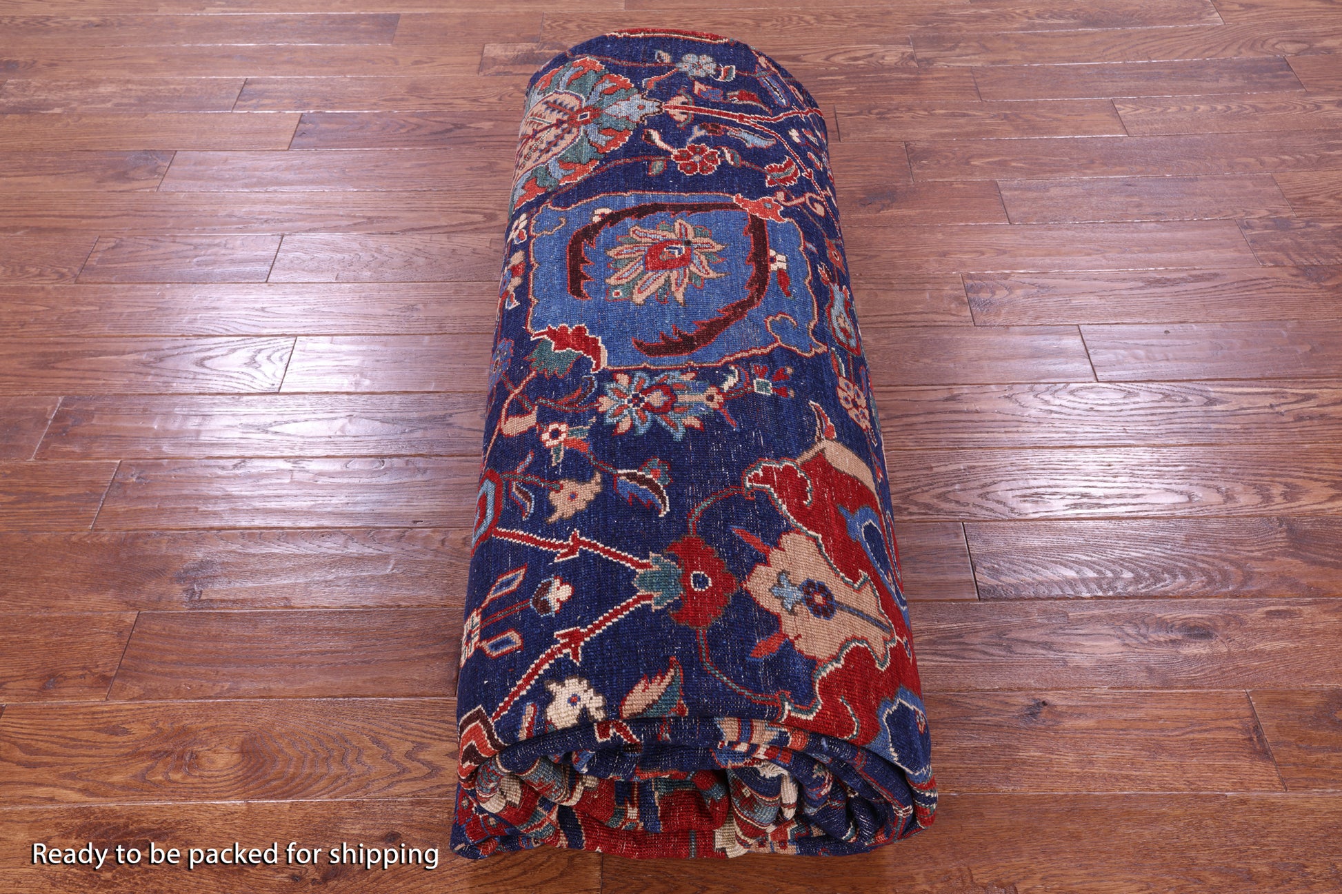 Blue Persian Fine Serapi Handmade Wool Rug - 11' 1" X 16' 6" - Golden Nile