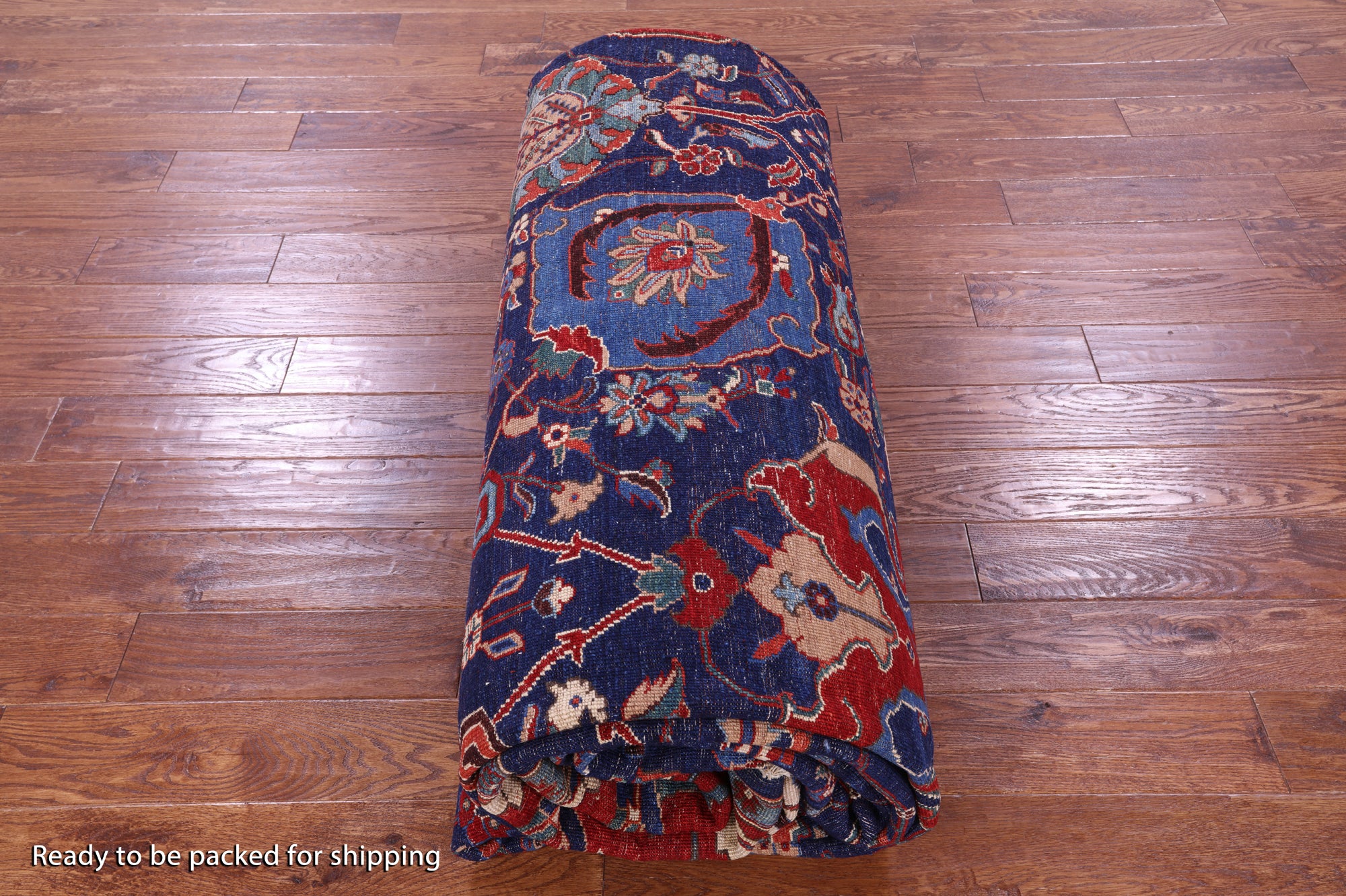 Blue Persian Fine Serapi Handmade Wool Rug - 11' 1" X 16' 6" - Golden Nile