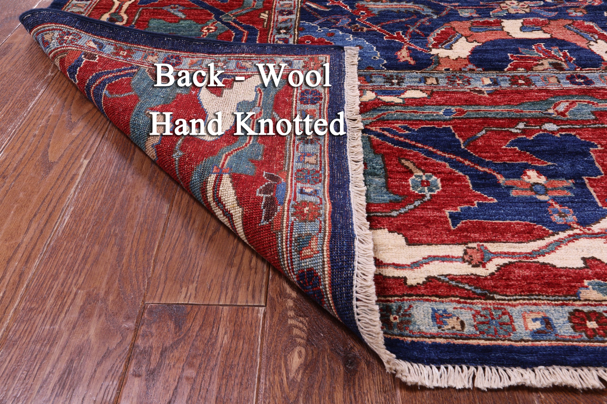 Blue Persian Fine Serapi Handmade Wool Rug - 11' 1" X 16' 6" - Golden Nile