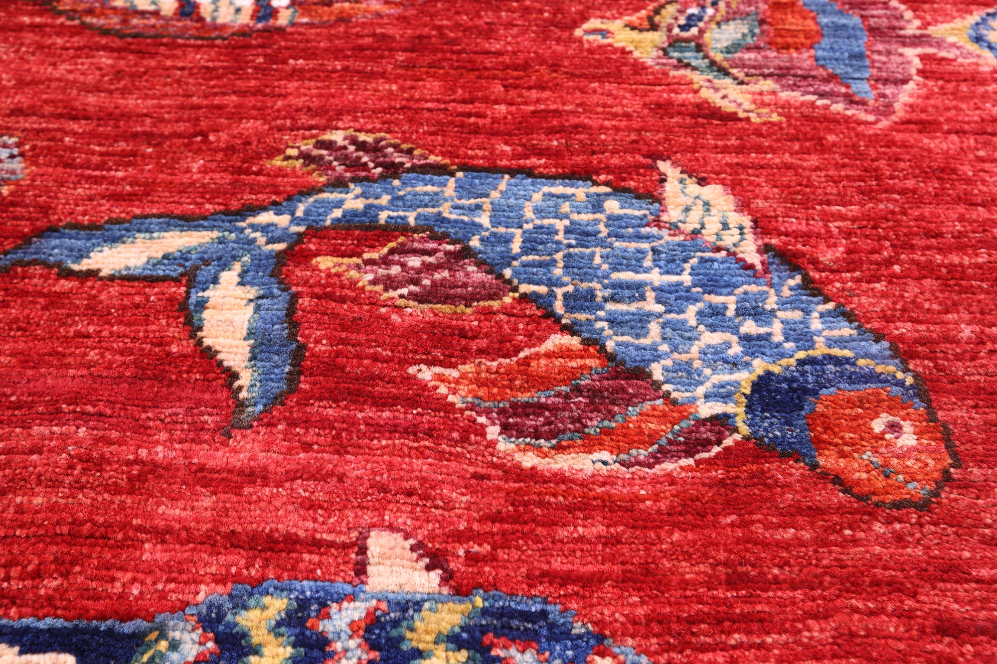 Fish Design Persian Gabbeh Hand Knotted Wool Rug - 9' 10" X 13' 8" - Golden Nile