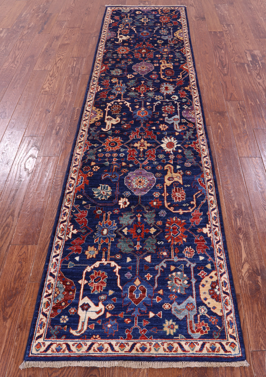 Persian Fine Serapi Hand Knotted Wool Runner Rug - 2' 7" X 10' 3" - Golden Nile