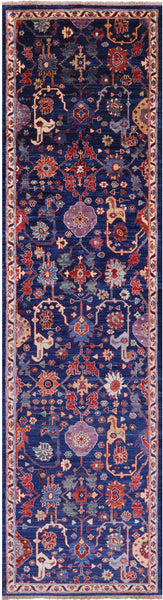 Persian Fine Serapi Hand Knotted Wool Runner Rug - 2' 7" X 10' 3" - Golden Nile