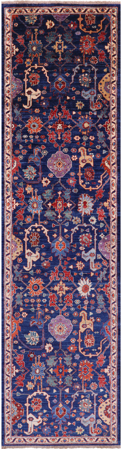 Persian Fine Serapi Hand Knotted Wool Runner Rug - 2' 7" X 10' 3" - Golden Nile