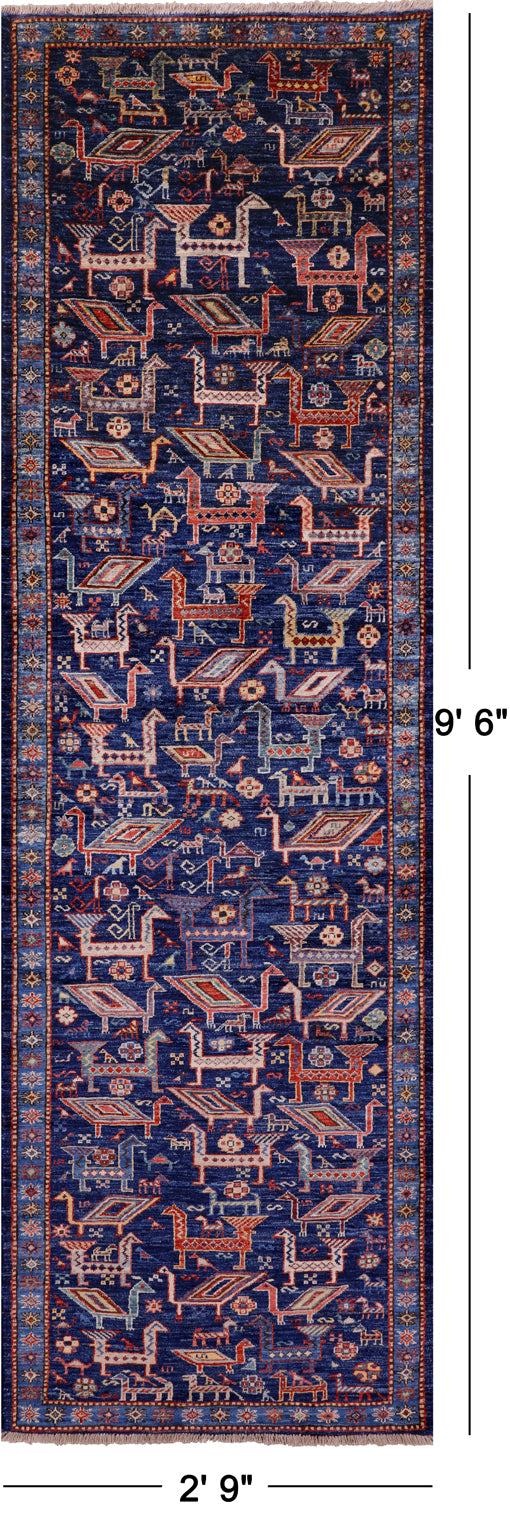 Persian Fine Serapi Hand Knotted Wool Runner Rug - 2' 9" X 9' 6" - Golden Nile