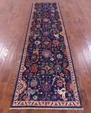 Blue Persian Fine Serapi Hand Knotted Wool Runner Rug - 2' 8" X 10' 2" - Golden Nile