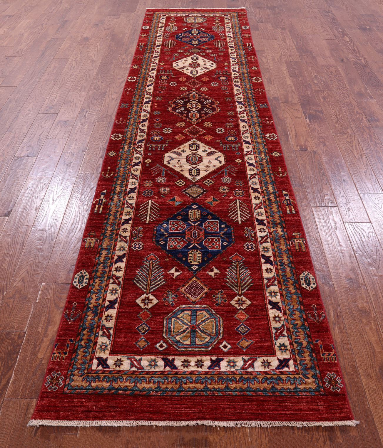 Persian Fine Serapi Handmade Wool Runner Rug - 3' 2" X 12' 8" - Golden Nile