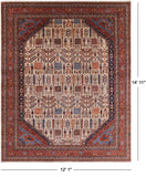 Ivory Persian Ziegler Hand Knotted Wool Area Rug - 12' 1" X 14' 11" - Golden Nile