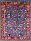 Blue Persian Fine Serapi Handmade Wool Rug - 8' 11" X 11' 7" - Golden Nile