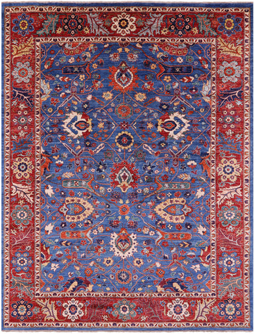 Blue Persian Fine Serapi Handmade Wool Rug - 8' 11