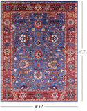 Blue Persian Fine Serapi Handmade Wool Rug - 8' 11" X 11' 7" - Golden Nile