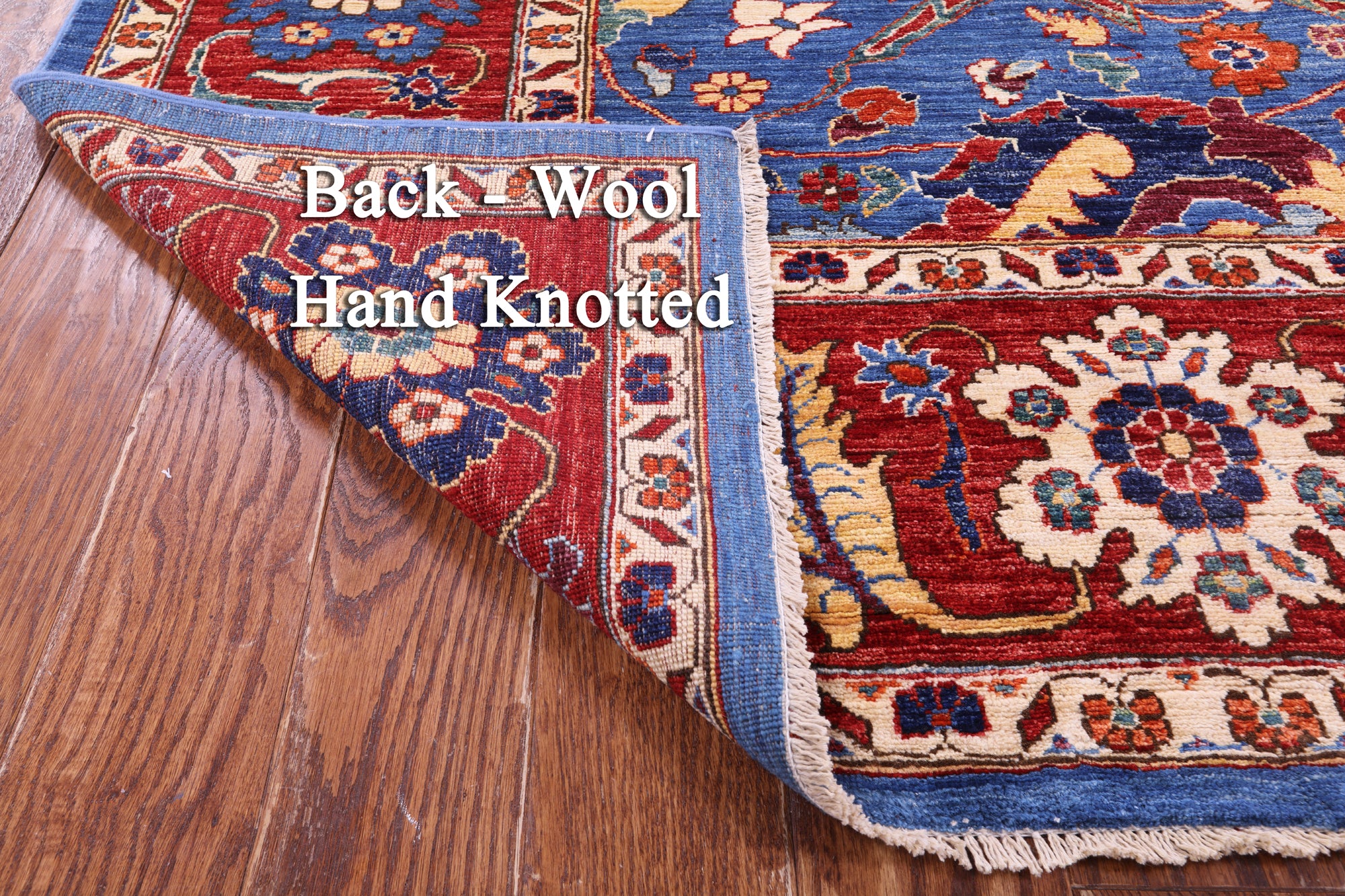 Blue Persian Fine Serapi Handmade Wool Rug - 8' 11" X 11' 7" - Golden Nile