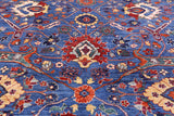 Blue Persian Fine Serapi Handmade Wool Rug - 8' 11" X 11' 7" - Golden Nile