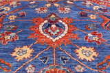 Blue Persian Fine Serapi Handmade Wool Rug - 8' 11" X 11' 7" - Golden Nile