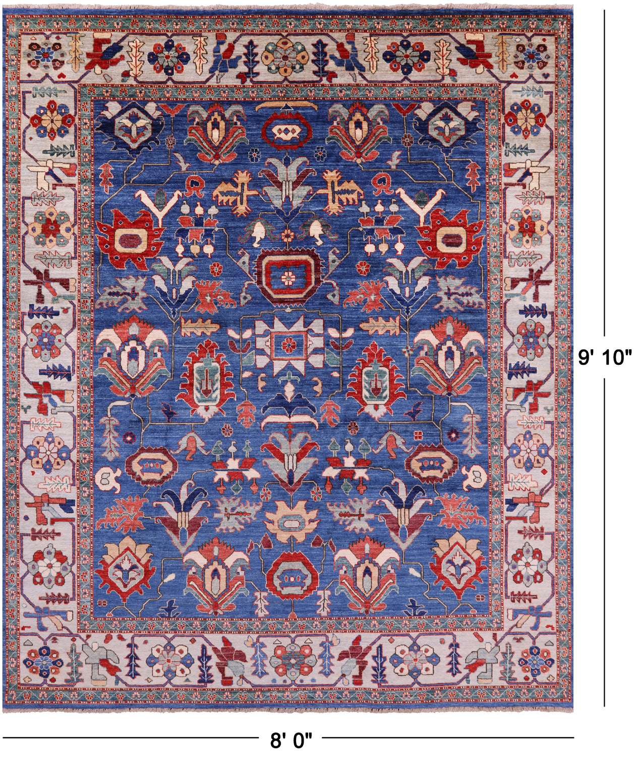 Persian Fine Serapi Handmade Wool Rug - 8' 0" X 9' 10" - Golden Nile