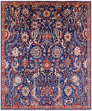 Blue Exotic Birds Persian Fine Serapi Handmade Wool Rug - 8' 1" X 9' 7" - Golden Nile