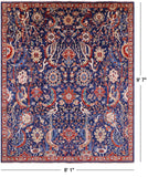 Blue Exotic Birds Persian Fine Serapi Handmade Wool Rug - 8' 1" X 9' 7" - Golden Nile