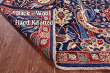 Blue Exotic Birds Persian Fine Serapi Handmade Wool Rug - 8' 1" X 9' 7" - Golden Nile