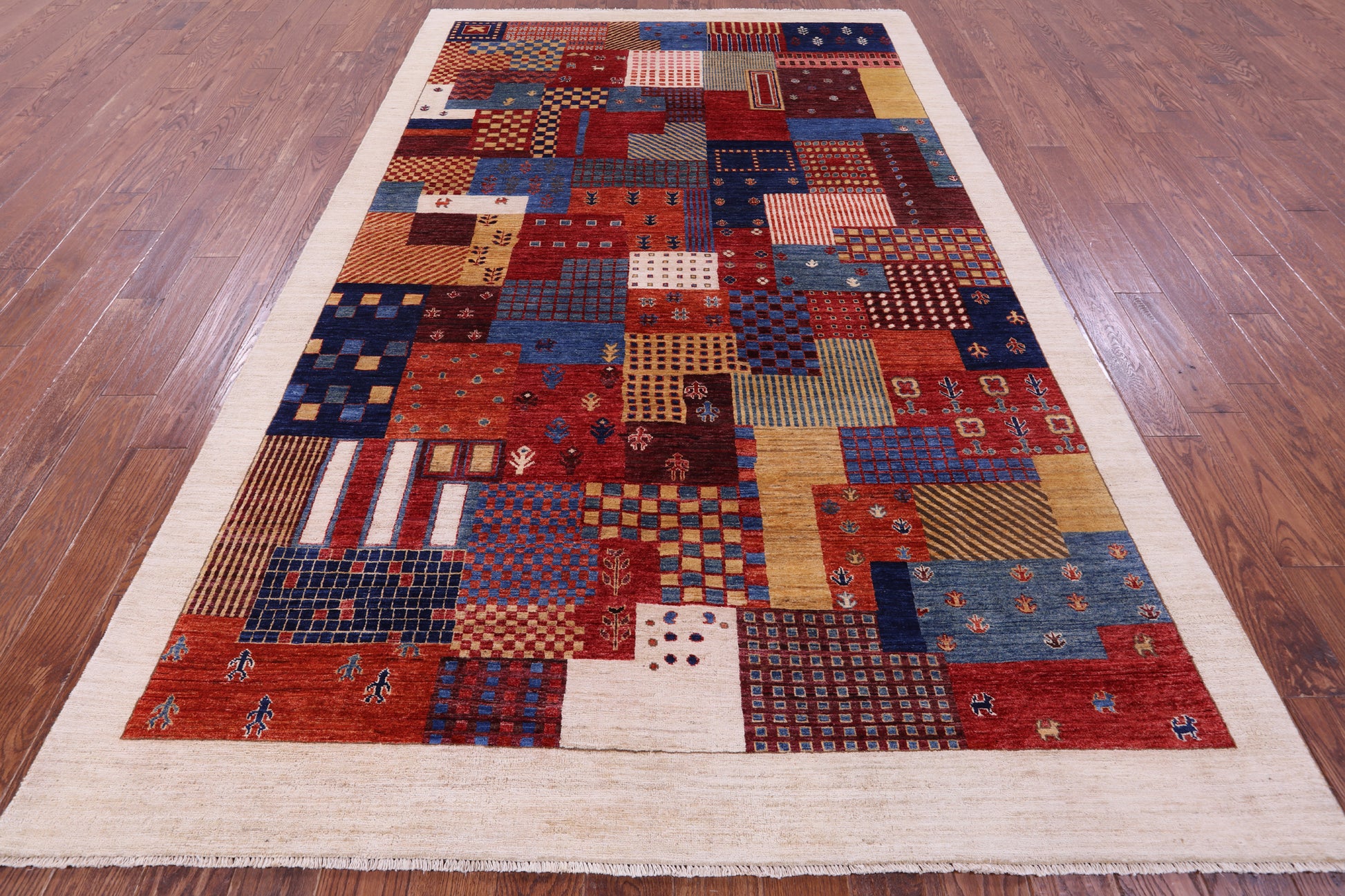 Tribal Persian Gabbeh Hand Knotted Wool Rug - 6' 6" X 10' 3" - Golden Nile