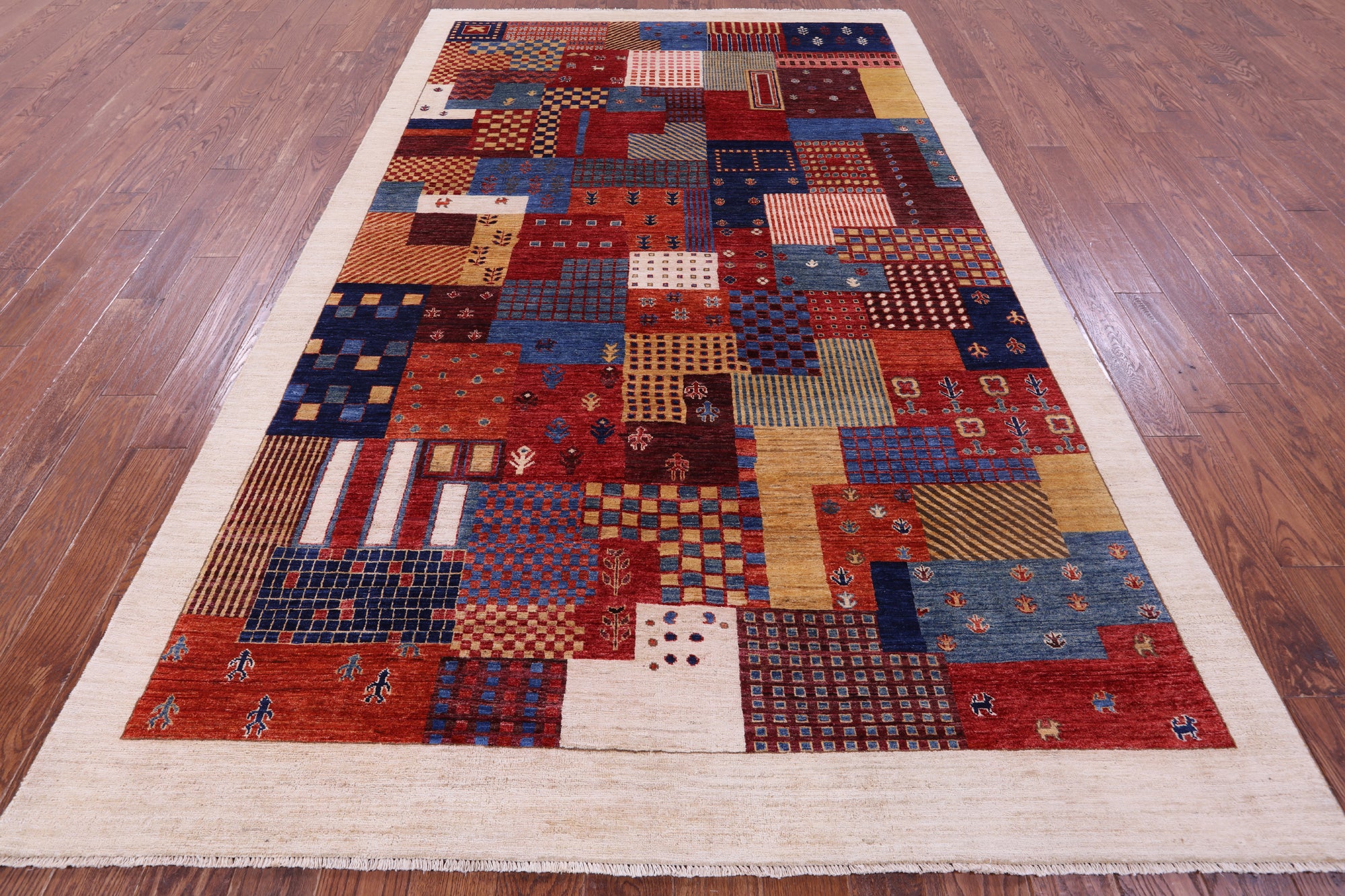 Tribal Persian Gabbeh Hand Knotted Wool Rug - 6' 6" X 10' 3" - Golden Nile