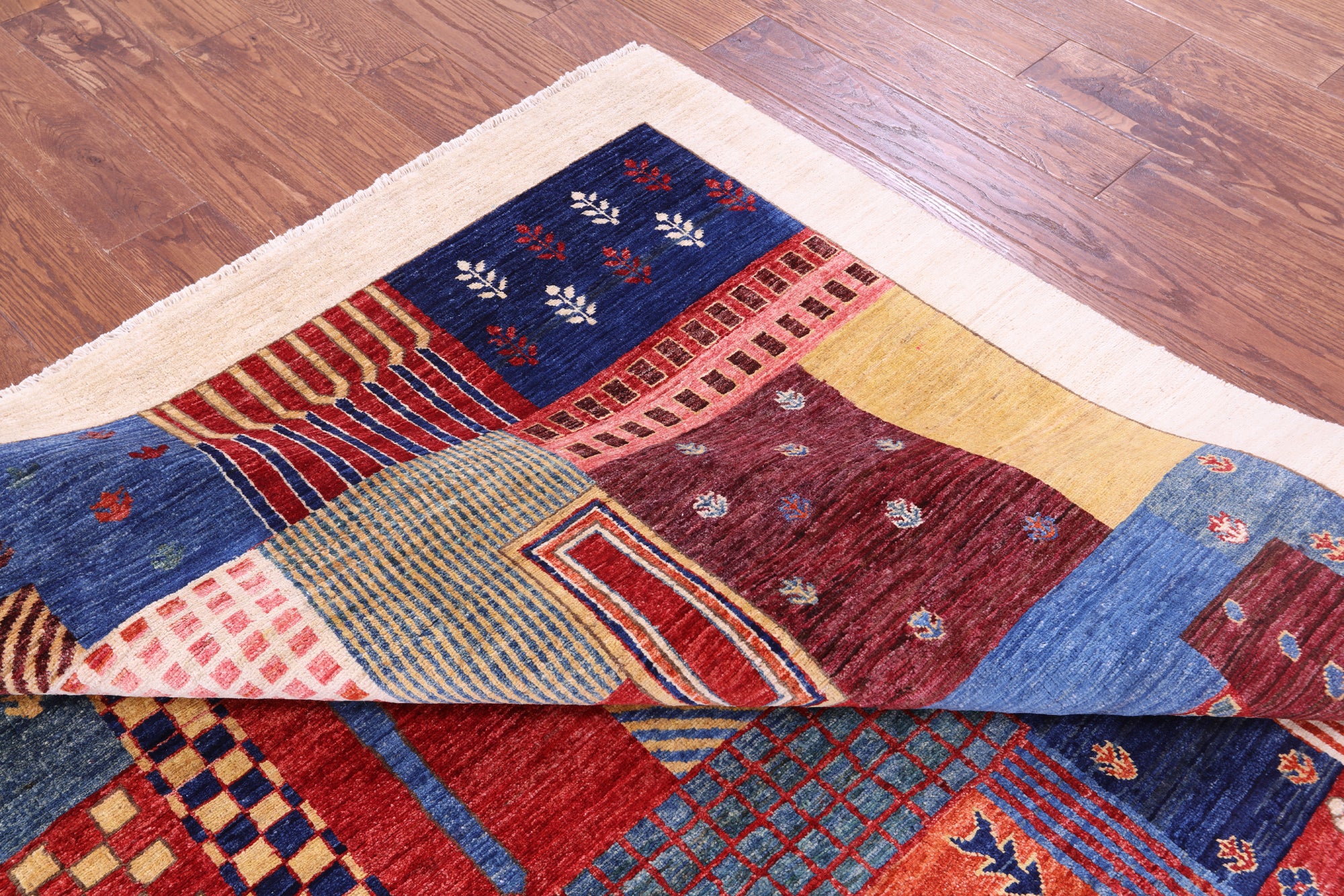Tribal Persian Gabbeh Hand Knotted Wool Rug - 6' 6" X 10' 3" - Golden Nile
