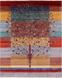 Tribal Persian Gabbeh Hand Knotted Wool Rug - 8' 2" X 9' 9" - Golden Nile