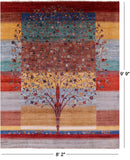 Tribal Persian Gabbeh Hand Knotted Wool Rug - 8' 2" X 9' 9" - Golden Nile