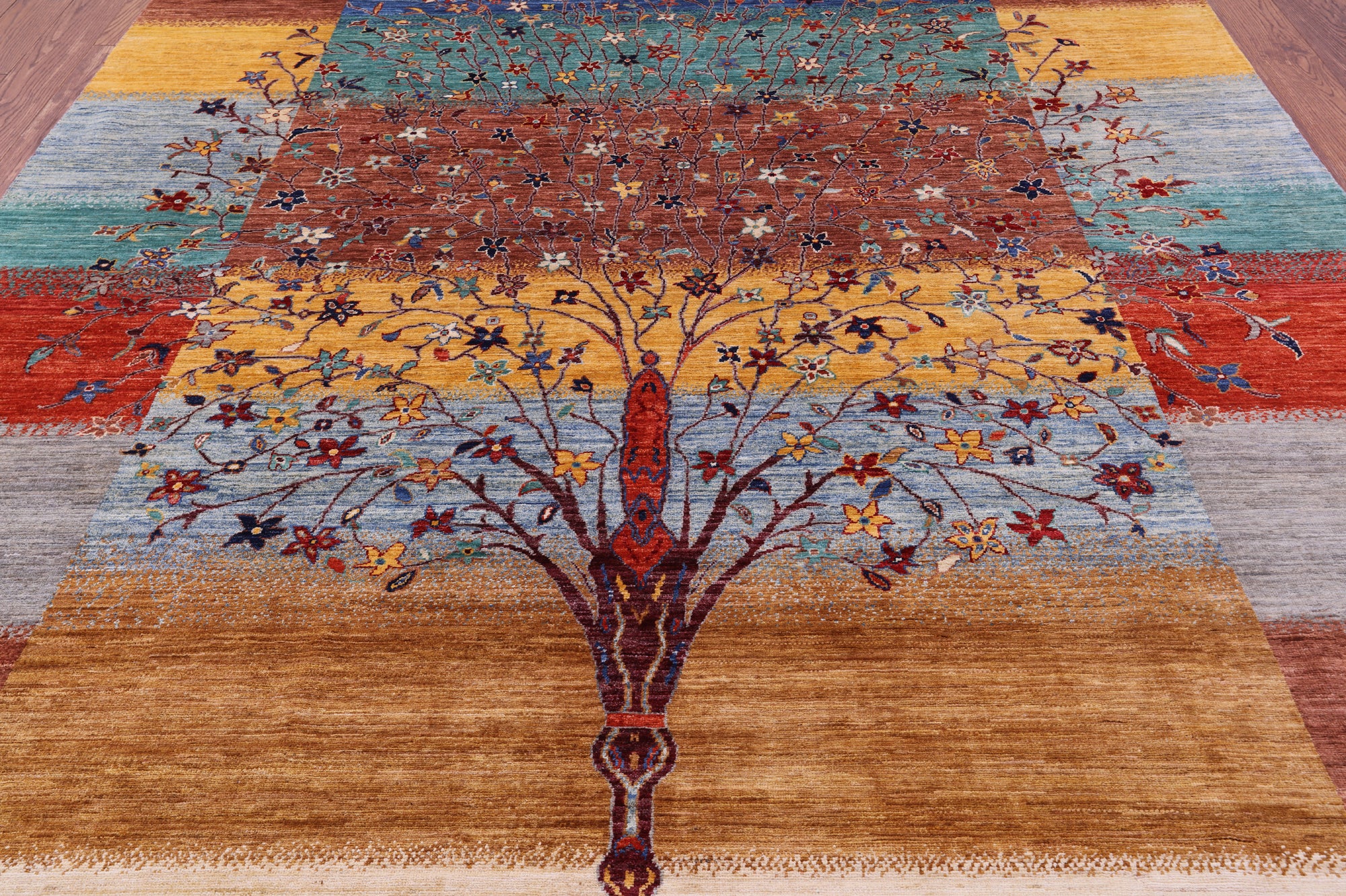 Tribal Persian Gabbeh Hand Knotted Wool Rug - 8' 2" X 9' 9" - Golden Nile