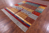 Tribal Persian Gabbeh Hand Knotted Wool Rug - 8' 2" X 9' 9" - Golden Nile