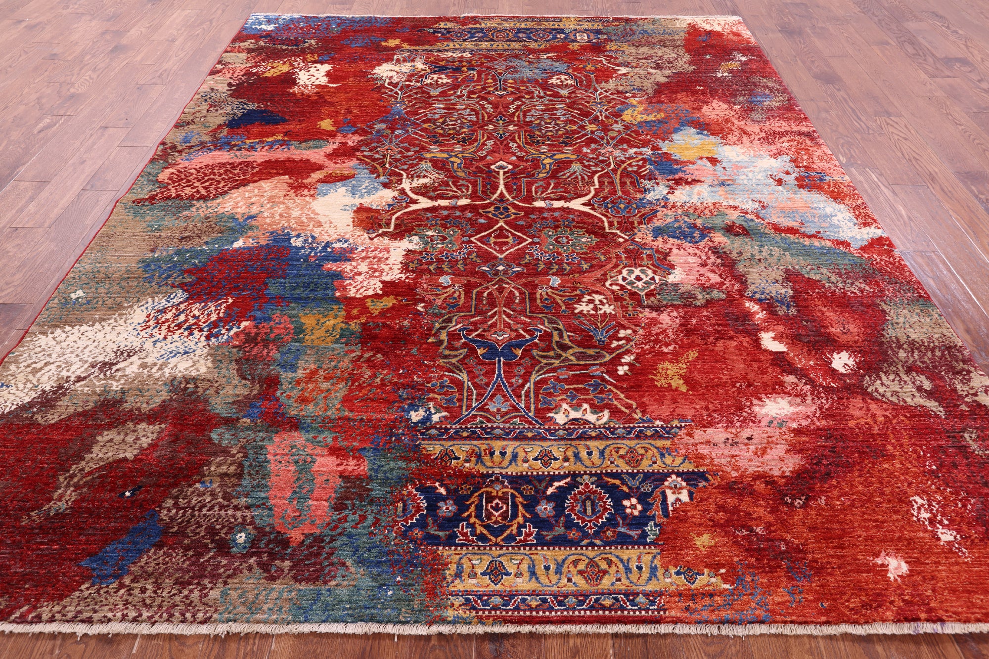 Persian Fine Serapi Hand Knotted Wool Rug - 8' 3" X 9' 9" - Golden Nile