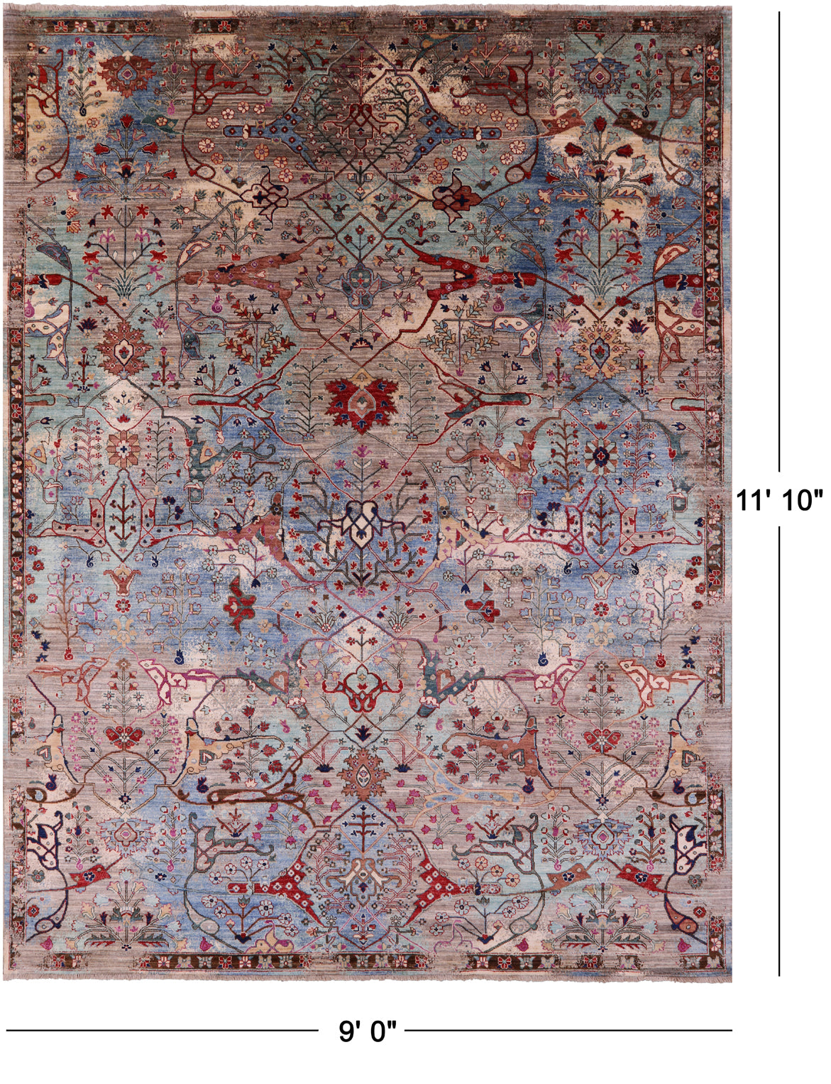 Persian Fine Serapi Hand Knotted Wool Rug - 9' 0" X 11' 10" - Golden Nile