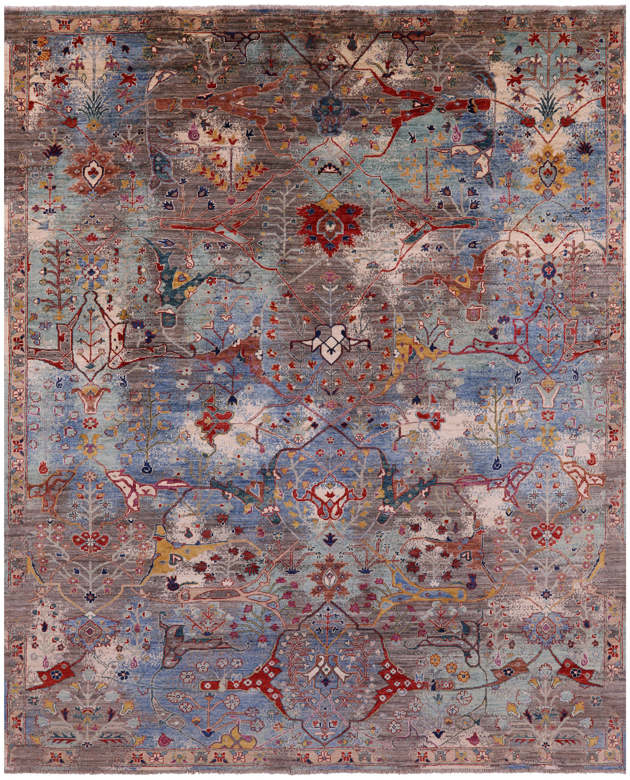 Persian Fine Serapi Handmade Wool Rug - 8' 1" X 9' 9" - Golden Nile