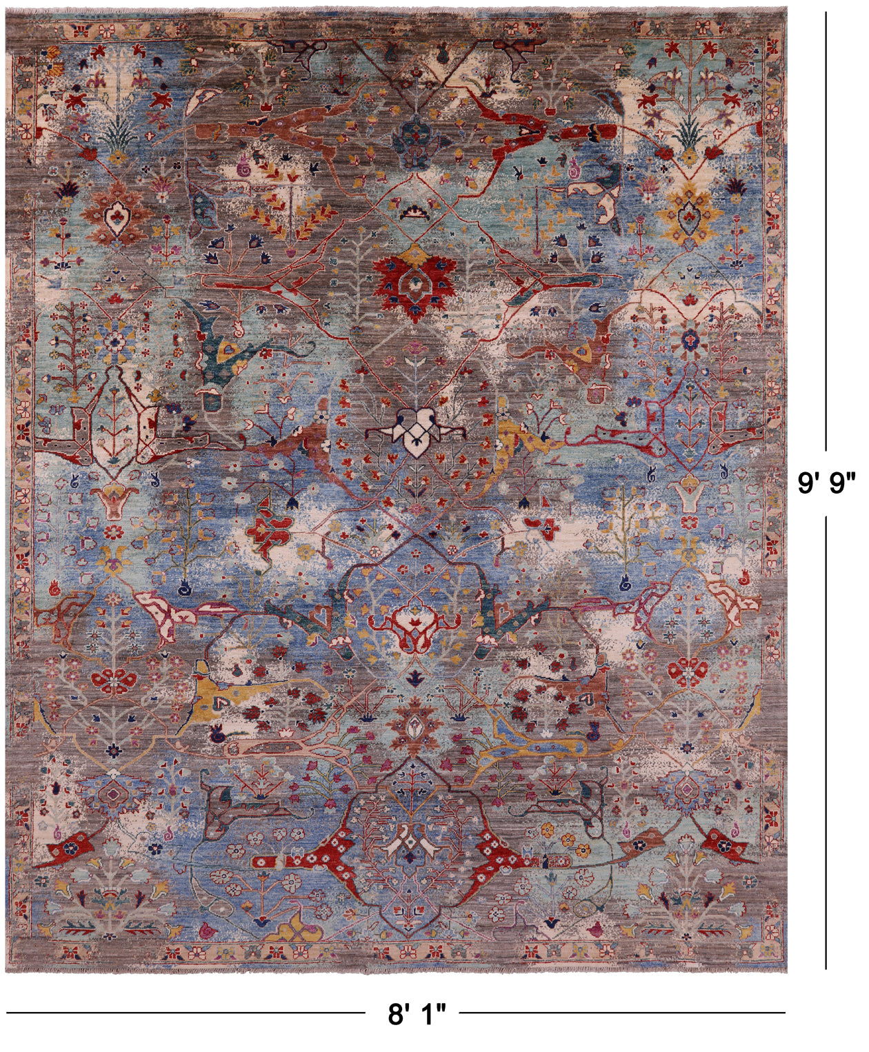 Persian Fine Serapi Handmade Wool Rug - 8' 1" X 9' 9" - Golden Nile