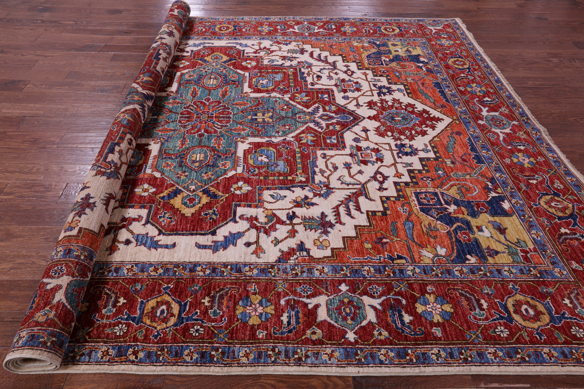Persian Fine Serapi Handmade Wool Rug - 9' 0" X 11' 9" - Golden Nile