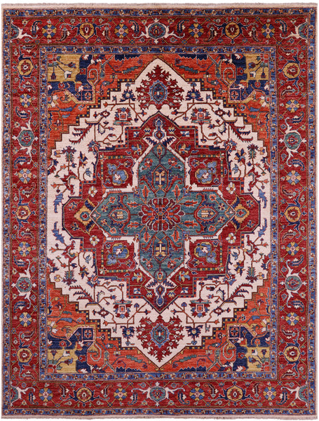 Persian Fine Serapi Handmade Wool Rug - 9' 0" X 11' 9" - Golden Nile