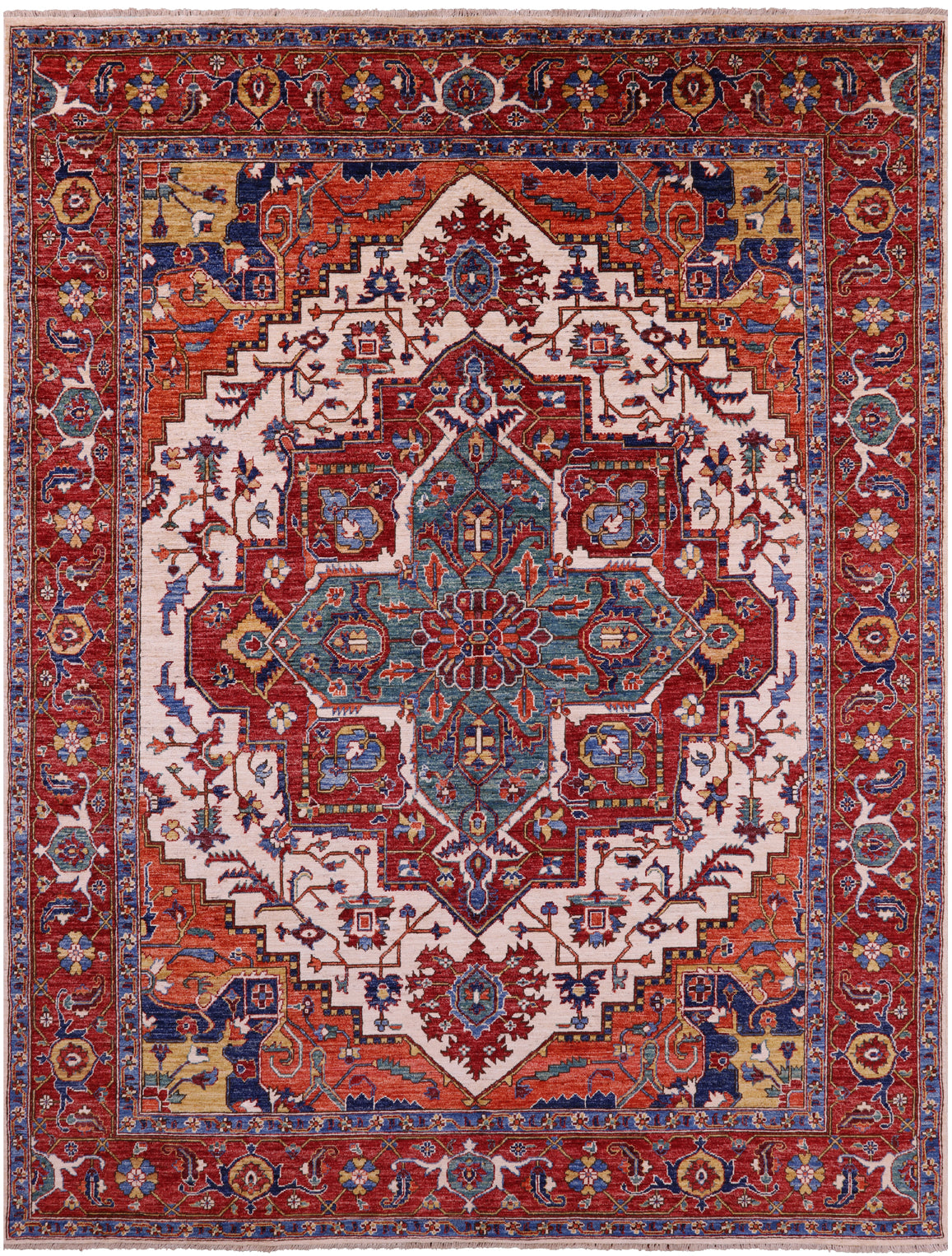 Persian Fine Serapi Handmade Wool Rug - 9' 0" X 11' 9" - Golden Nile