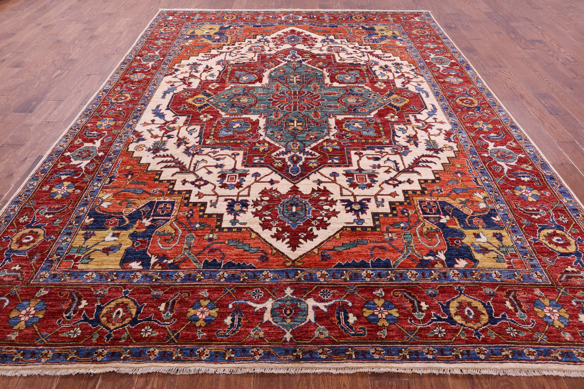 Persian Fine Serapi Handmade Wool Rug - 9' 0" X 11' 9" - Golden Nile