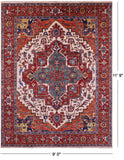 Persian Fine Serapi Handmade Wool Rug - 9' 0" X 11' 9" - Golden Nile