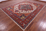 Persian Fine Serapi Handmade Wool Rug - 9' 0" X 11' 9" - Golden Nile