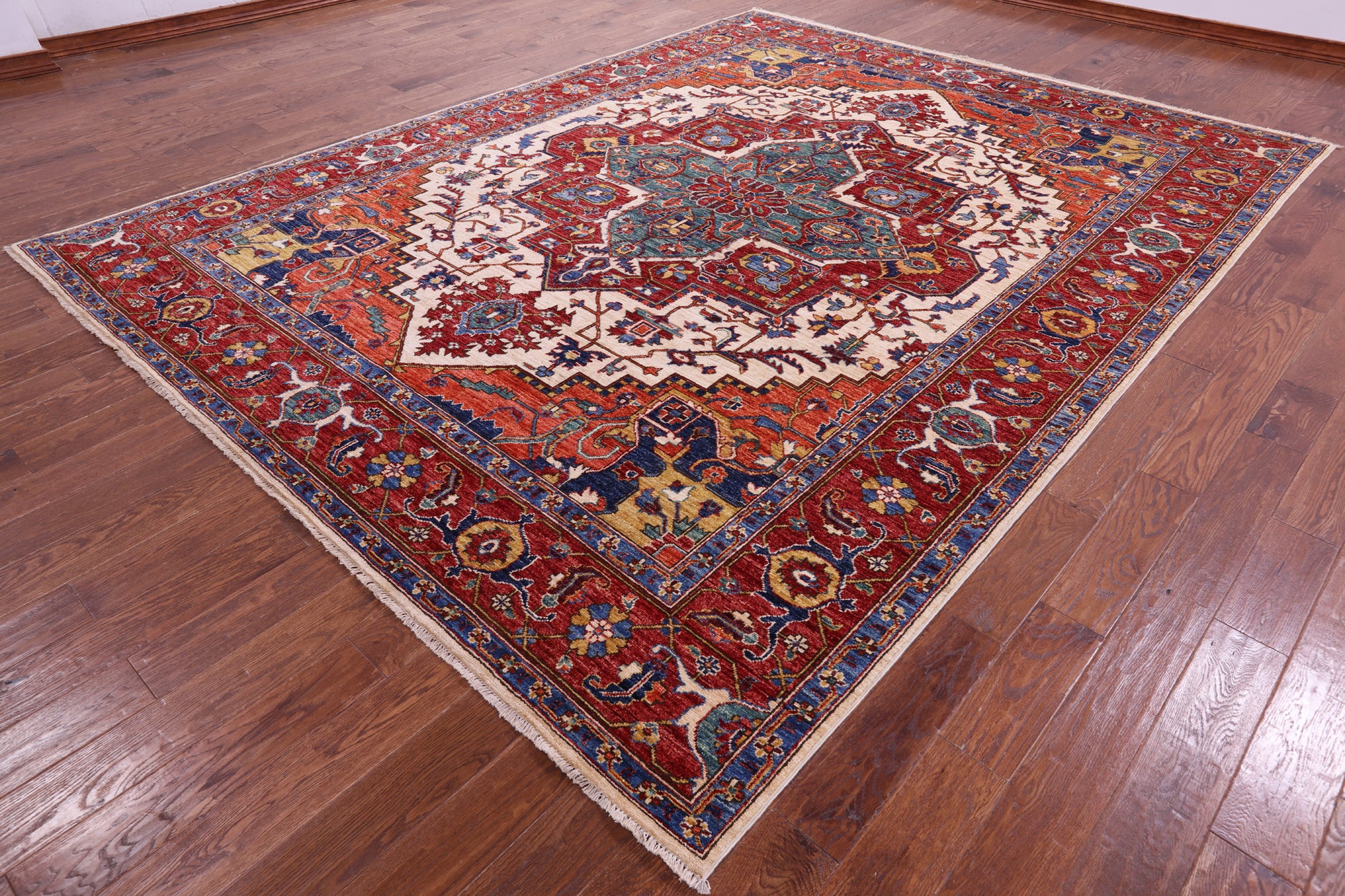 Persian Fine Serapi Handmade Wool Rug - 9' 0" X 11' 9" - Golden Nile