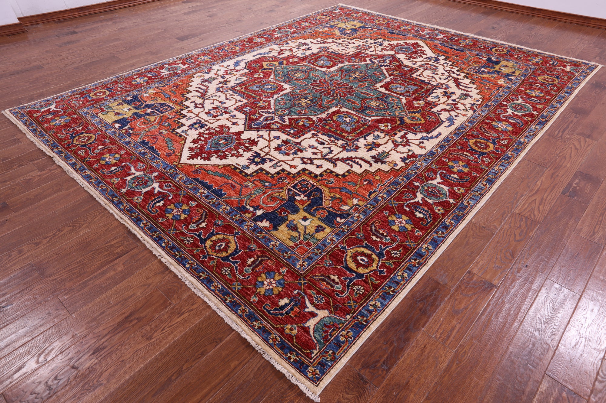 Persian Fine Serapi Handmade Wool Rug - 9' 0" X 11' 9" - Golden Nile