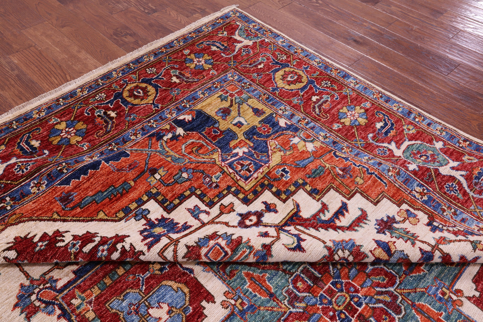 Persian Fine Serapi Handmade Wool Rug - 9' 0" X 11' 9" - Golden Nile