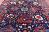 Blue Persian Fine Serapi Hand Knotted Wool Rug - 7' 11" X 9' 9" - Golden Nile