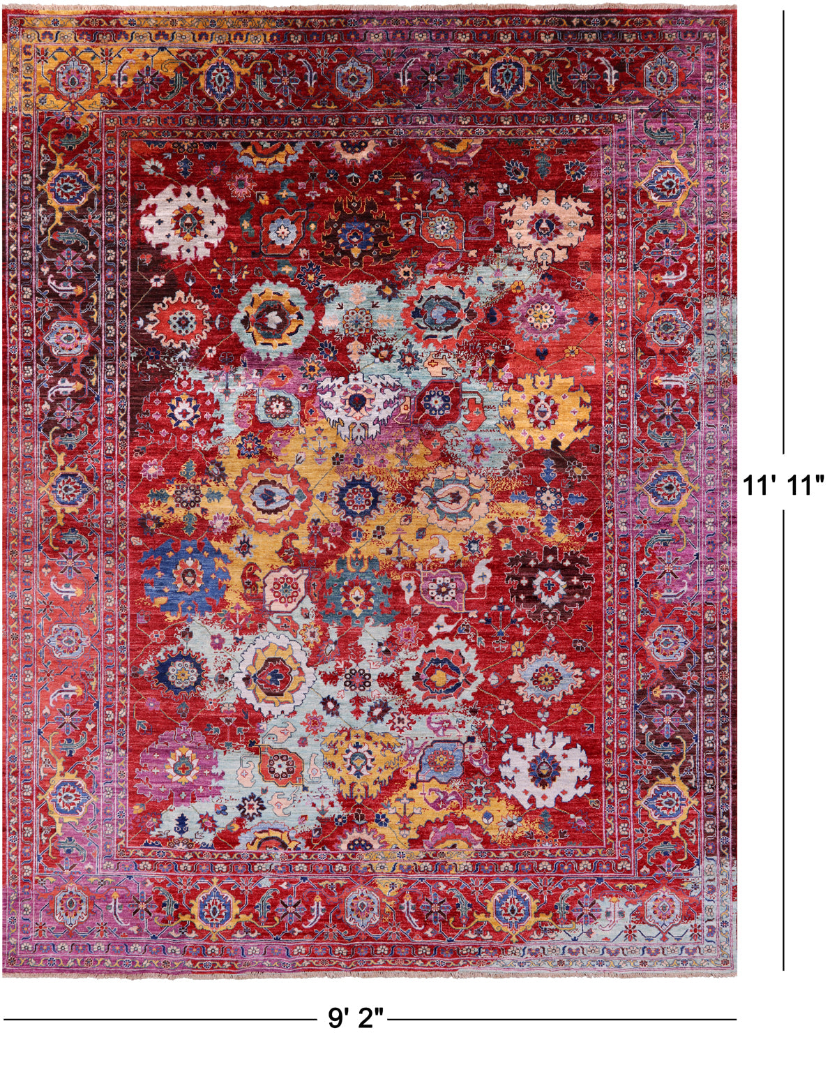 Persian Fine Serapi Handmade Wool Rug - 9' 2" X 11' 11" - Golden Nile