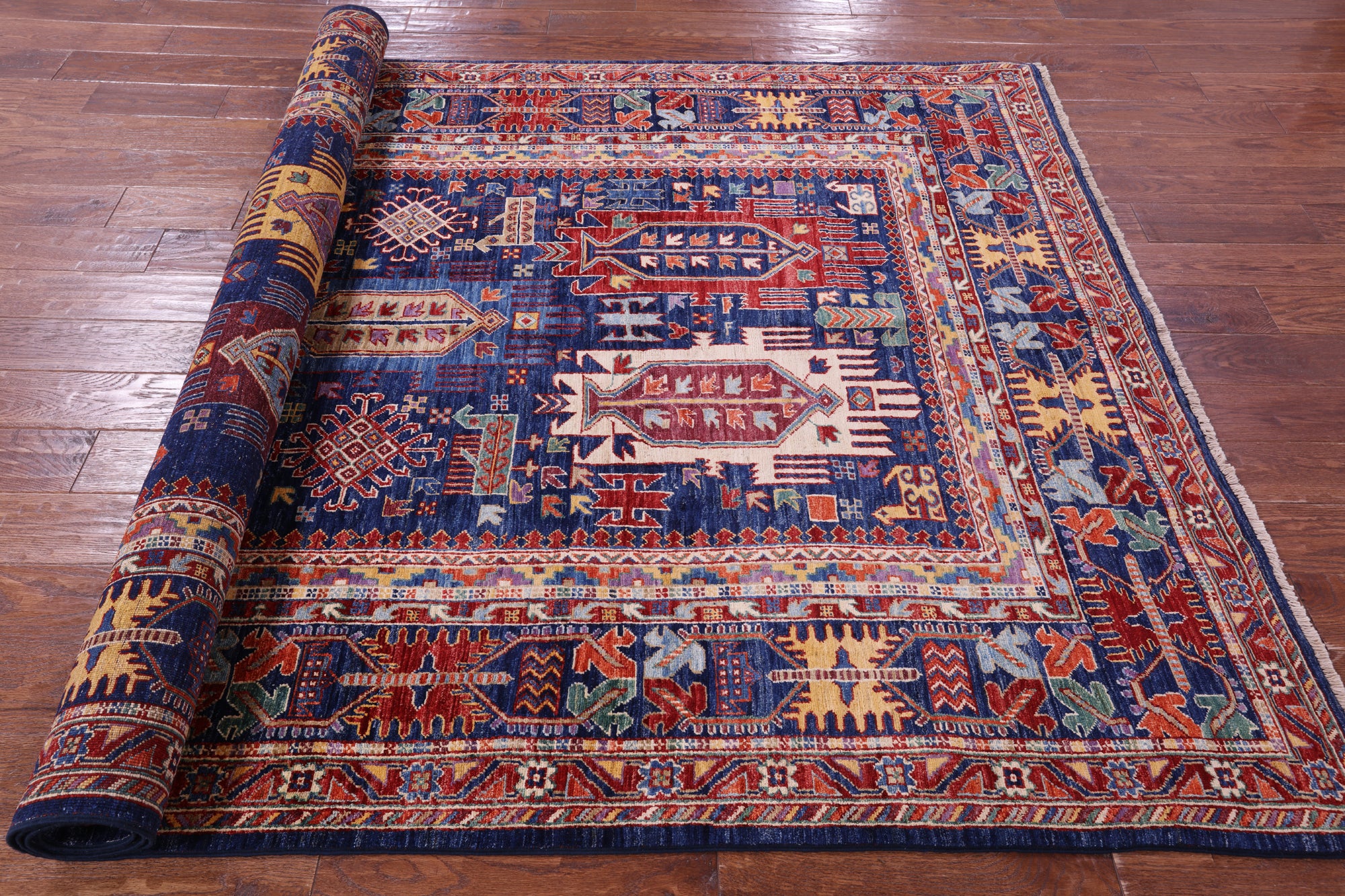 Persian Fine Serapi Handmade Wool Rug - 5' 11" X 9' 3" - Golden Nile